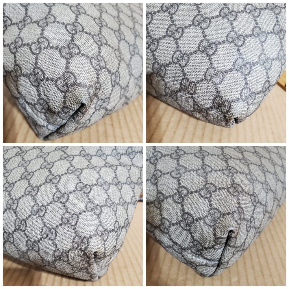 SOLD***Authentic Gucci GG Supreme Monogram Shoulder Bag Gray White - Picture 5 of 11